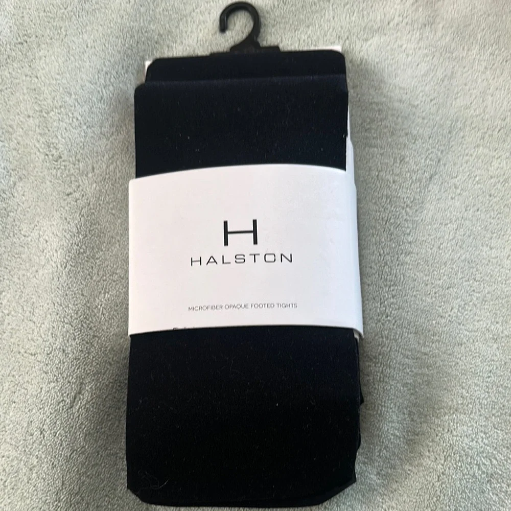 H by Halston 2-Pack Black Opaque Footed Tights Size M/L